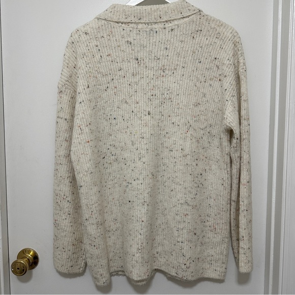 Talbots Half Zip Mockneck Pullover Speckled Off White Quarter Zip with Pocket - Picture 8 of 10